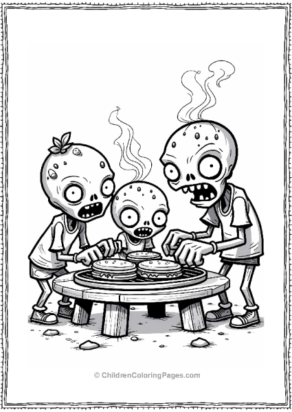 Plants Vs Zombies Zombie Family BBQ Scene Free PDF Printable