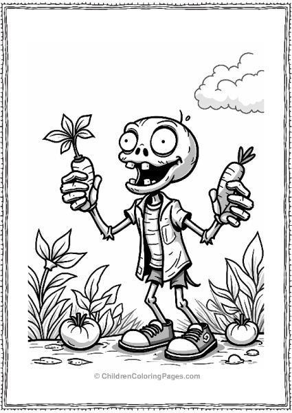 Plants Vs Zombies Zombie Juggling Vegetables In A Garden Free PDF Printable