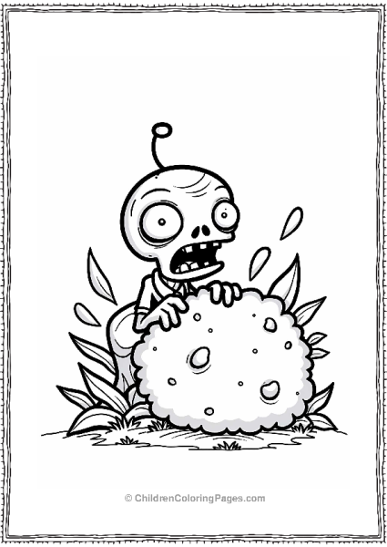 Plants Vs Zombies Zombie Peeking From Behind A Bush Free PDF Printable