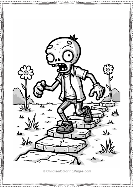 Plants Vs Zombies Zombie Playing Hopscotch On Stepping Stones Free PDF Printable