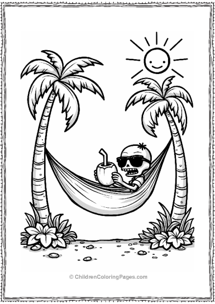 Plants Vs Zombies Zombie Relaxing In A Hammock Free PDF Printable