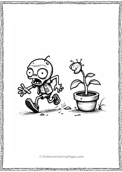 Plants Vs Zombies Zombie Running From A Plant Free PDF Printable