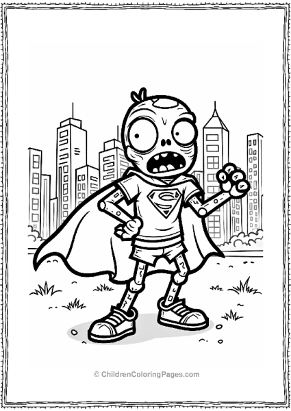 Plants Vs Zombies Zombie Superhero In A City Skyline Free PDF Printable