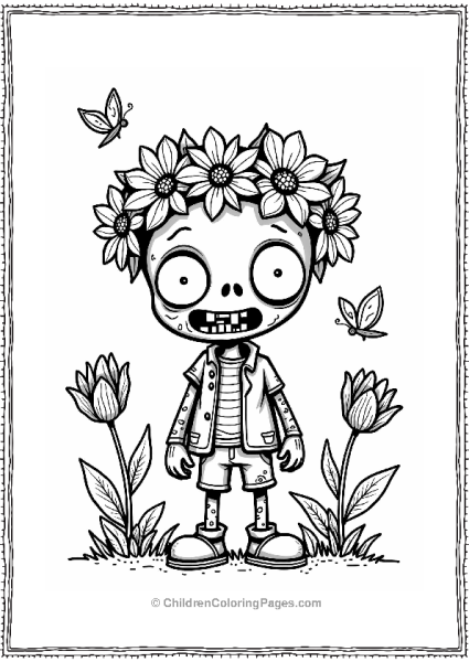 Plants Vs Zombies Zombie With Flower Crown Free PDF Printable