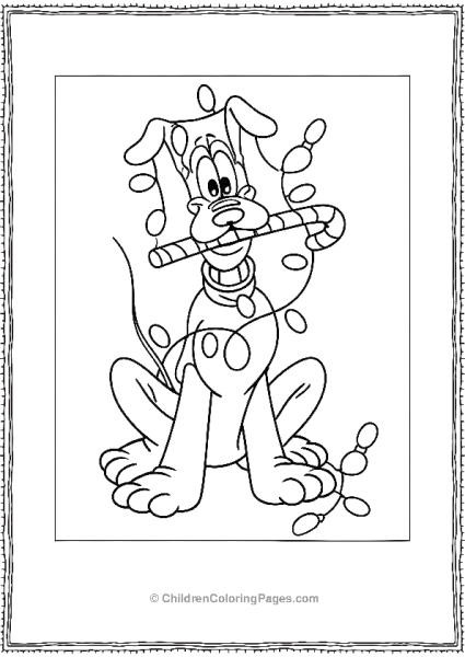 Pluto Tangled In Christmas Lights Free PDF Printable