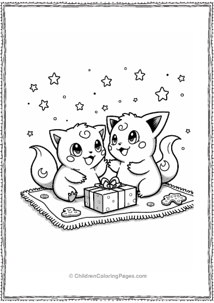 Pokémon Christmas Bulbasaur And Jigglypuff Unwrapping Gifts Free PDF Printable