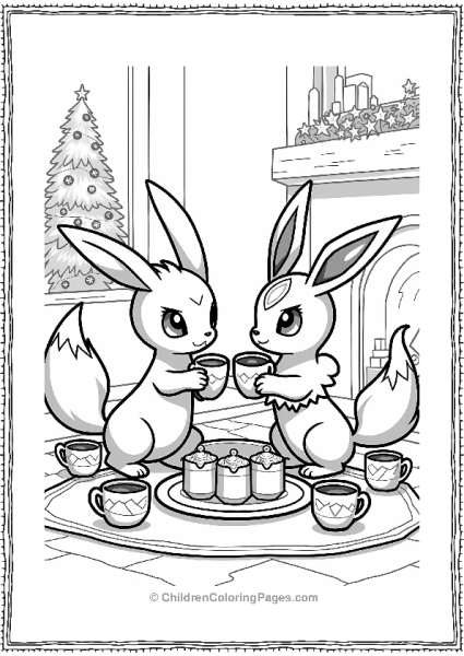 Pokémon Christmas Celebration With Lucario And Sylveon Free PDF Printable