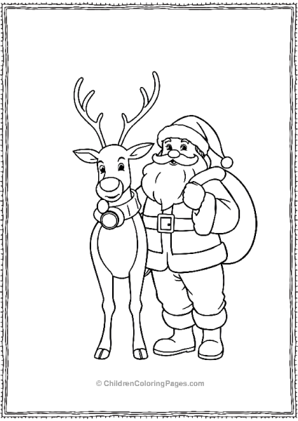 Reindeer And Santa Claus Standing Together Free PDF Printable