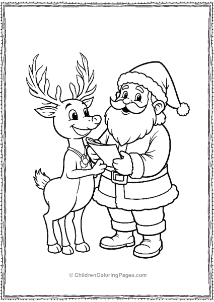 Reindeer And Santa With A Letter Free PDF Printable