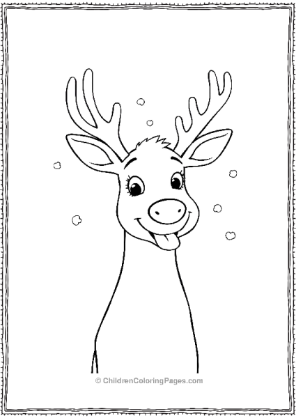 Reindeer Catching Snowflakes With Its Tongue Free PDF Printable