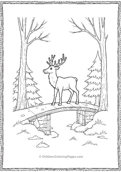 Reindeer Crossing A Narrow Snow Covered Wooden Bridge Free PDF Printable