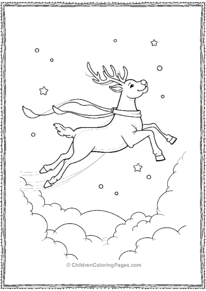 Reindeer Flying Through The Clouds Free PDF Printable