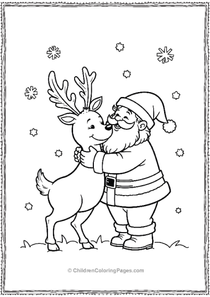 Reindeer Hugging Santa Free PDF Printable