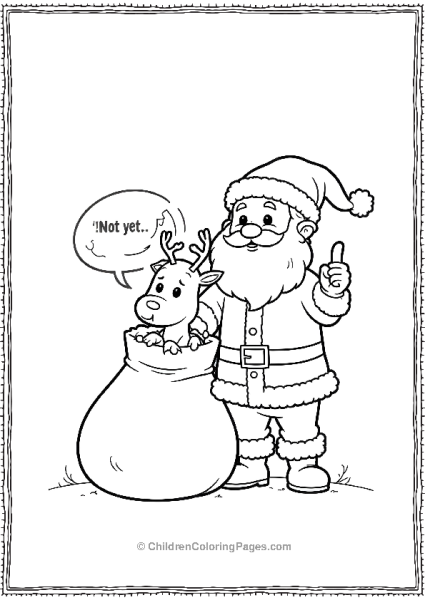 Reindeer Peeking Into Santa’s Bag Free PDF Printable