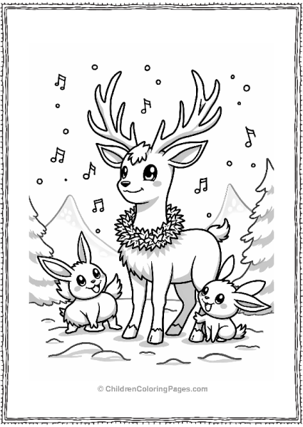 Reindeer Pokemon Celebrating Christmas Free PDF Printable