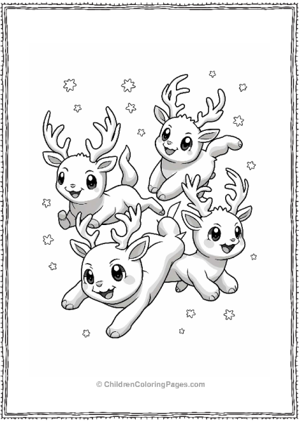 Reindeer Pokémon Flying In Snow Free PDF Printable