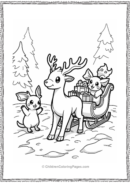 Reindeer Pokémon Loading Gifts For Christmas Free PDF Printable