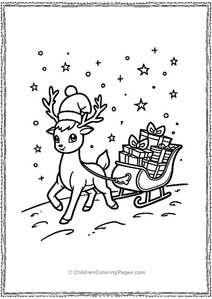 Reindeer Pokémon Pulling A Sleigh Of Gifts Free PDF Printable