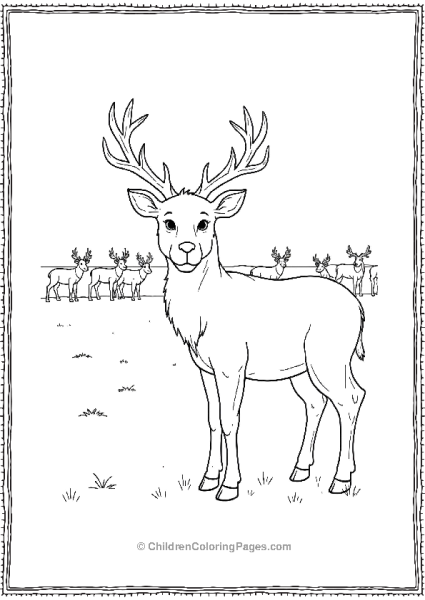 Reindeer Standing In The Foreground With A Herd Free PDF Printable