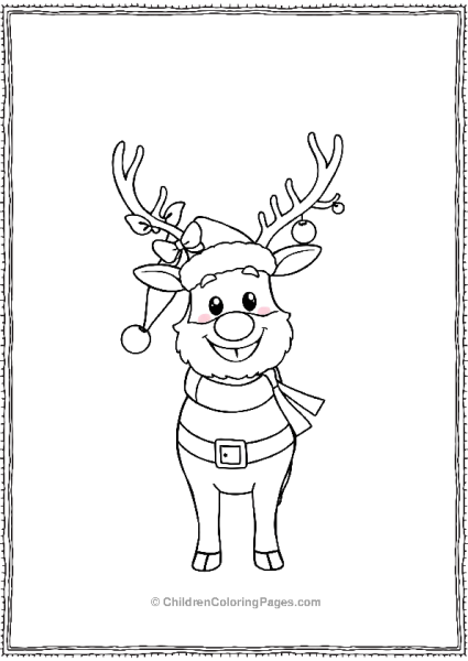 Reindeer With Christmas Hat And Ornaments Free PDF Printable