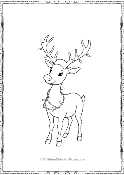 Reindeer With Christmas Lights Around It Free PDF Printable