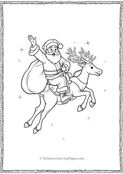 Reindeer With Santa Claus Riding Free PDF Printable