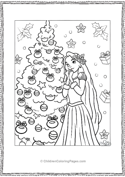 Rapunzel Decorating Christmas Tree Free PDF Printable