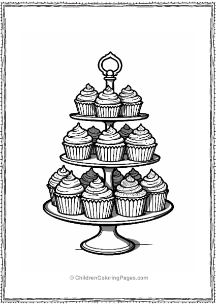 Retro Cupcake Stand With Assorted Cupcakes Free PDF Printable