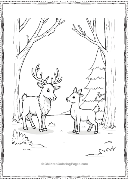 Rudolph And Reindeer In The Woods Free PDF Printable