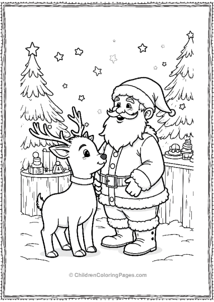 Rudolph And Santa Claus Visiting Workshop Free PDF Printable