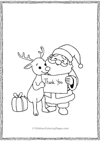 Rudolph And Santa Reading Thank You Note Free PDF Printable