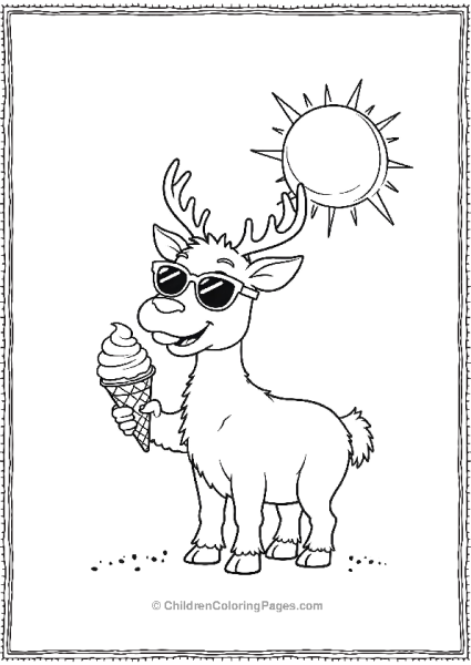 Rudolph Enjoying Ice Cream On A Sunny Day Free PDF Printable