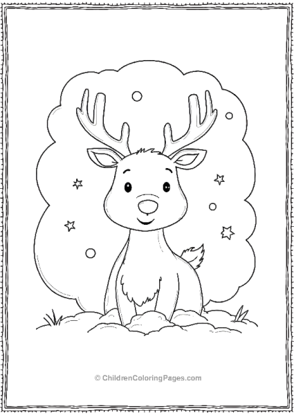 Rudolph In A Whimsical Cloud Frame Free PDF Printable