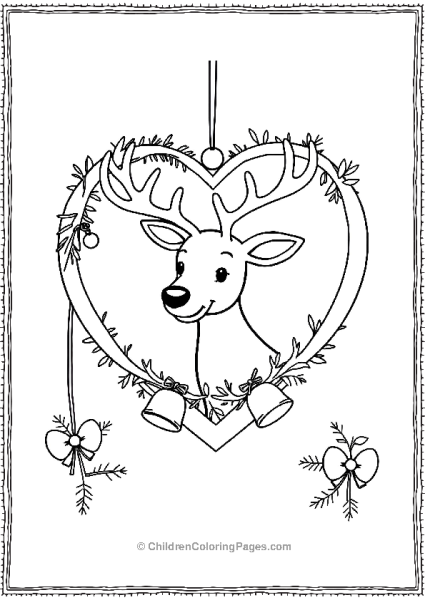 Rudolph In Heart Shaped Frame With Bells And Bows Free PDF Printable