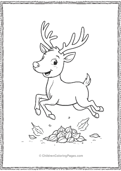 Rudolph Jumping Over Autumn Leaves Free PDF Printable