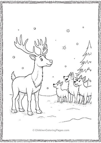 Rudolph Leading Lost Animals Through Snow Free PDF Printable