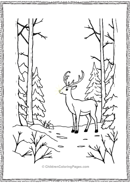 Rudolph Leading The Way In The Forest Free PDF Printable