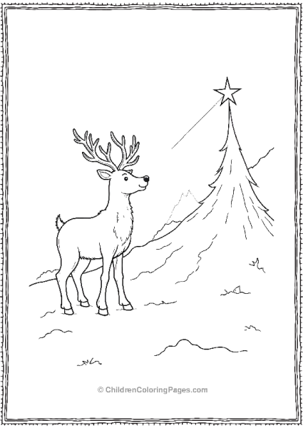 Rudolph Looking At Star On Treetop Free PDF Printable