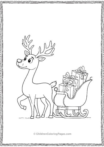 Rudolph Pulling Sleigh With Presents Free PDF Printable