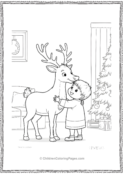 Rudolph Receiving A Hug From A Child Free PDF Printable