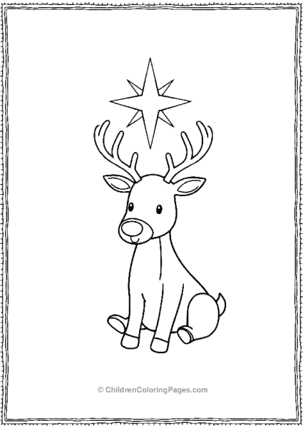 Rudolph Sitting Under A Star Shining Brightly Free PDF Printable