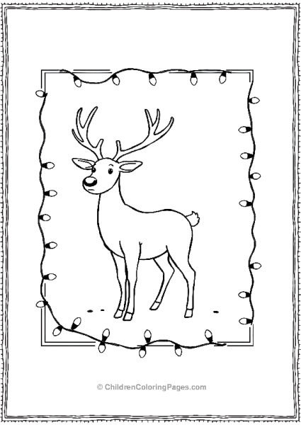 Rudolph Standing In A Frame With Lights Free PDF Printable