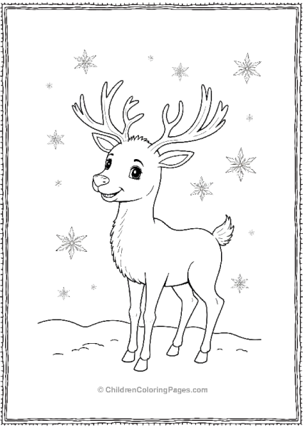 Rudolph Standing In Snowflakes Free PDF Printable