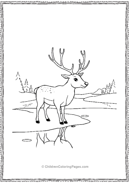 Rudolph Standing On A Rock By A River Free PDF Printable