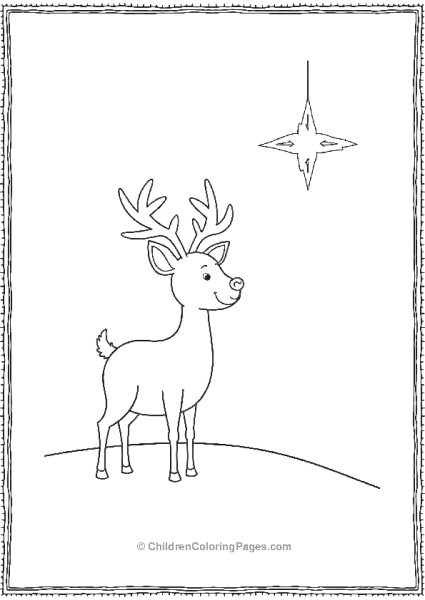 Rudolph Standing Under Star Free PDF Printable