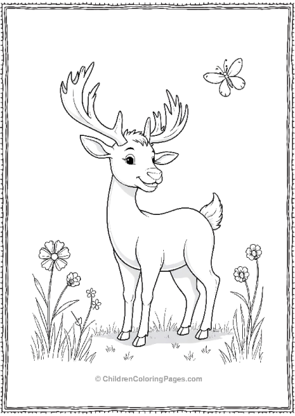 Rudolph The Reindeer In A Spring Meadow Free PDF Printable