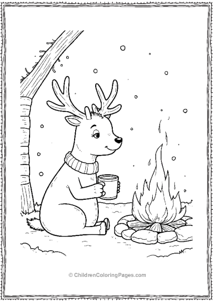 Rudolph Warming Up By The Fire Free PDF Printable