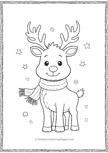 Rudolph Wearing A Festive Scarf With Stars Free PDF Printable