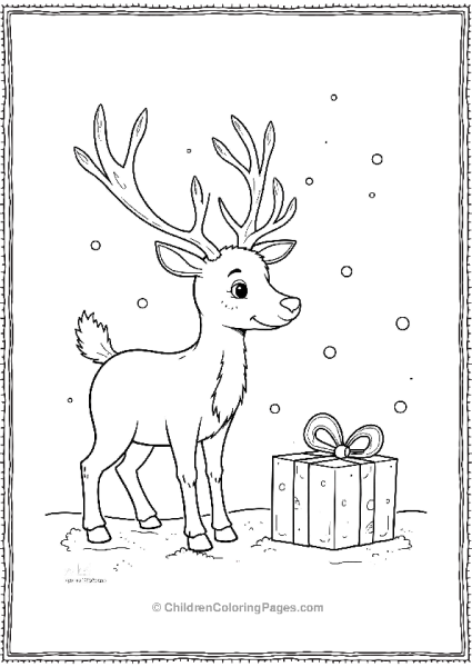 Rudolph With A Christmas Gift Free PDF Printable