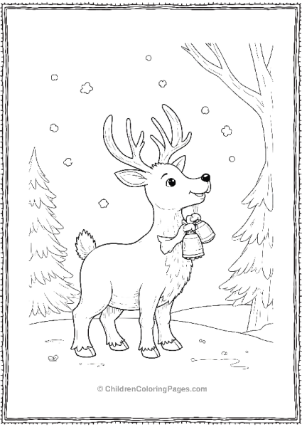 Rudolph With Bells In The Snow Free PDF Printable